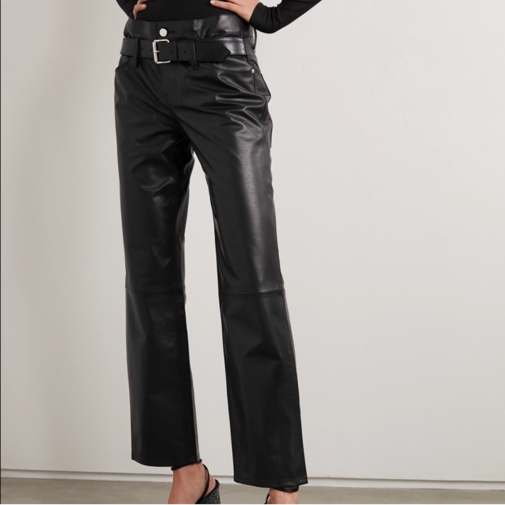 RtA belted leather straight trousers cropped - Picture 2 of 8